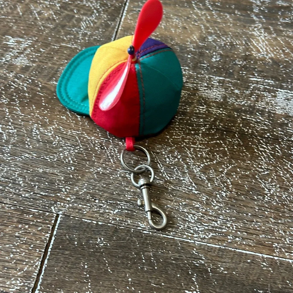 FAO Schwarz Vintage Propeller Hat Keychain Coin Purse Multicolor Retro Toy Logo